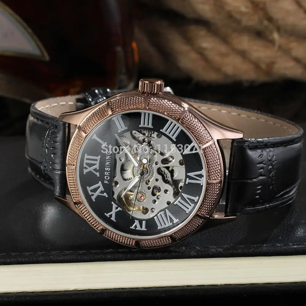 Мужские часы-скелетоны FSG8085M3C2 с автоподзаводом на кожаном ремешке модные часы