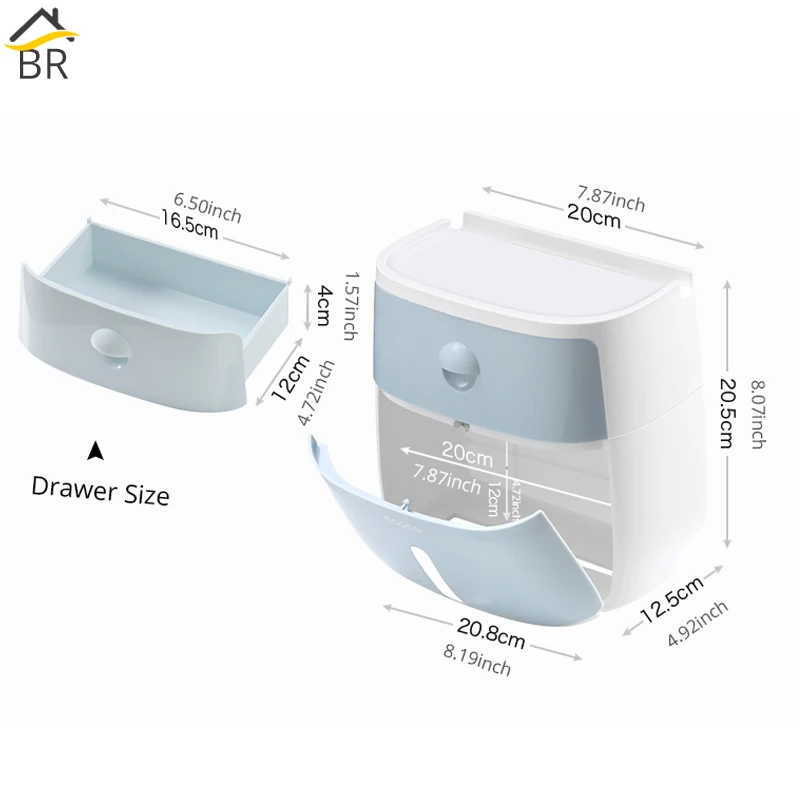

New Creative Hot Bathroom Waterproof Tissue Box Plastic Roll Paper Holder Wall Mounted Paper Storage Box Home Decoration 60ZJ062
