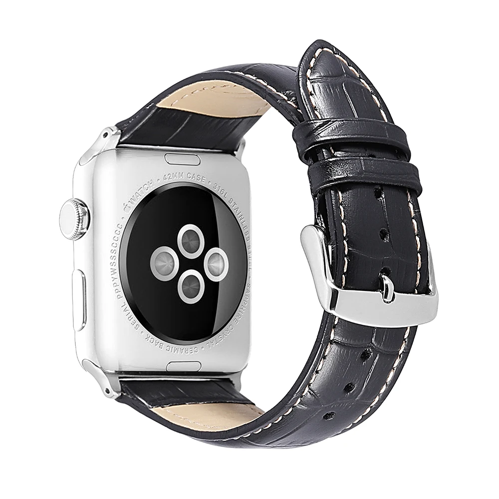 IStrap аллигатора зерна кожаный ремешок умные часы группы Замена для iWatch для Apple Watch ремень 38 мм 42 мм