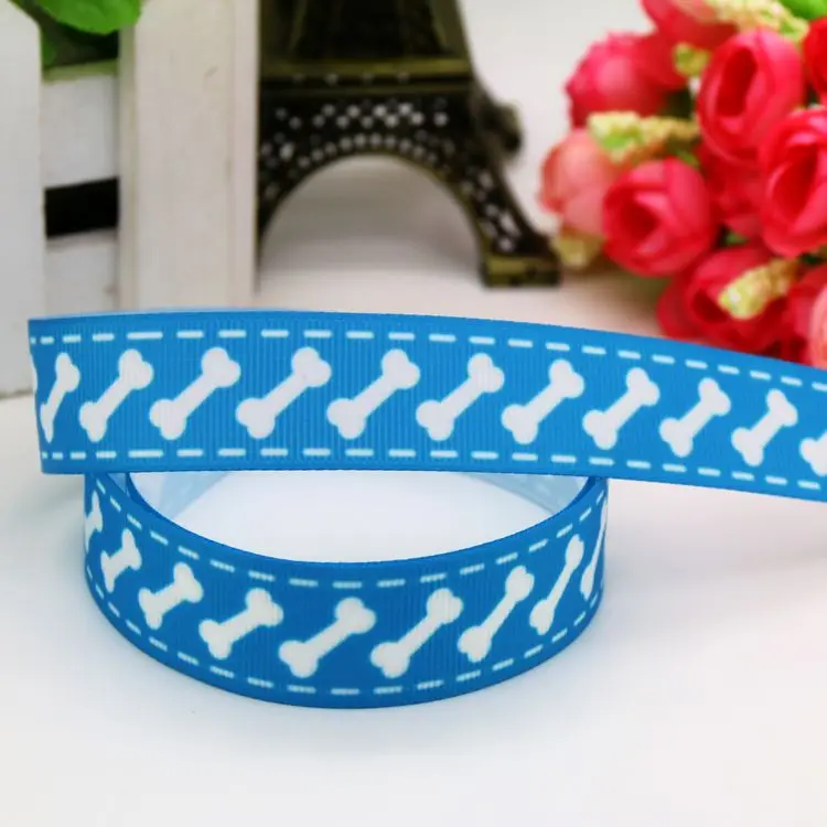 7/8 ''Бесплатная доставка кошачья мопса собака кость печатная корсажная лента