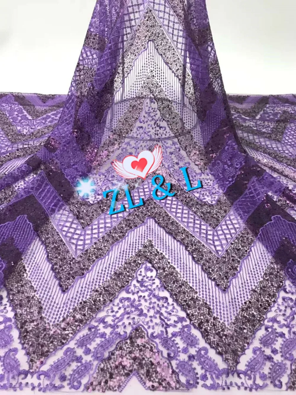 Sale ZLL-40278 wedding dress exquisite sequins line embroidery French net tulle fabric Africa Nigeria bud silk cloth | Дом и сад