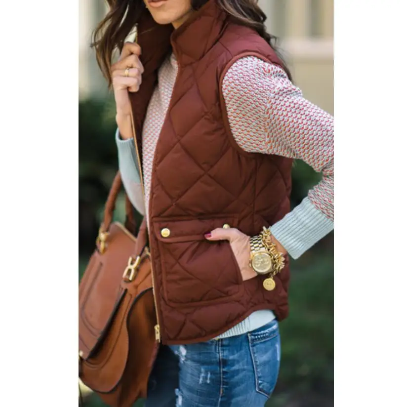 2017 теплая верхняя одежда женская зимняя тонкая парка жилет на молнии без рукавов