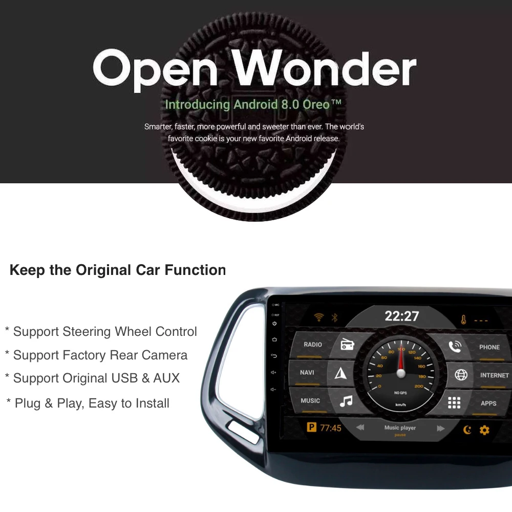 Android 8 0/7 1 2 din Автомобильный dvd-плеер для Jeep Compass 2017 2018 8-ядерный IPS экран 4 Гб Ram + 32 ГБ