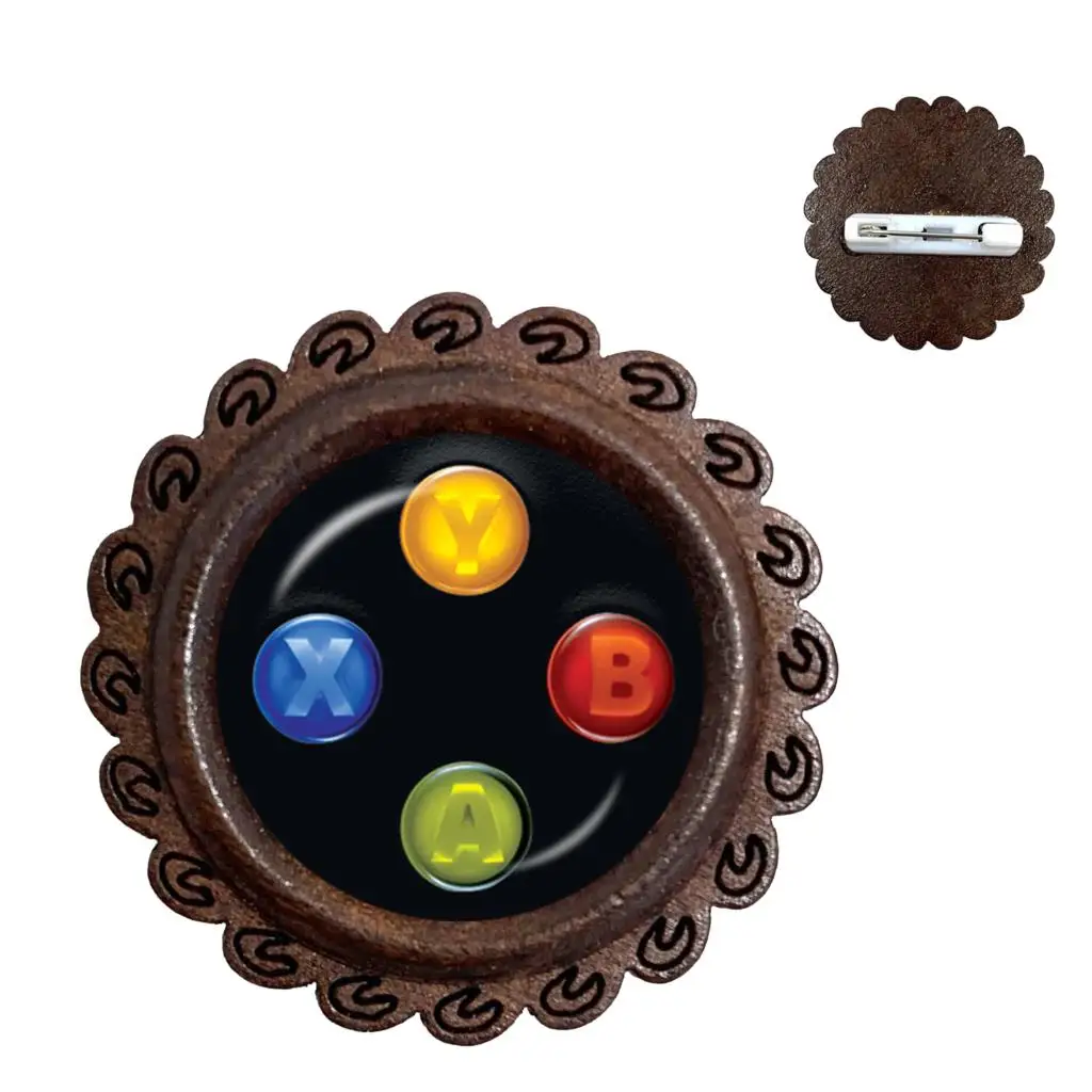 Vintage Video Game Controller Wood Brooch Cool Men Gaming Gamer Collar Pins Retro Gamepad Brooches Gift | Украшения и аксессуары