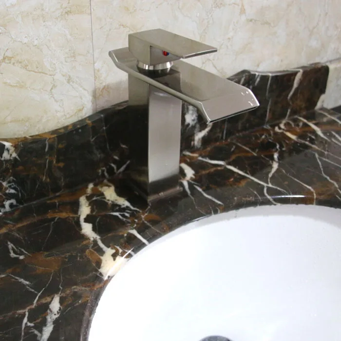 Бесплатная доставка водопад бассейне кран одной ручкой матовый никель ванная