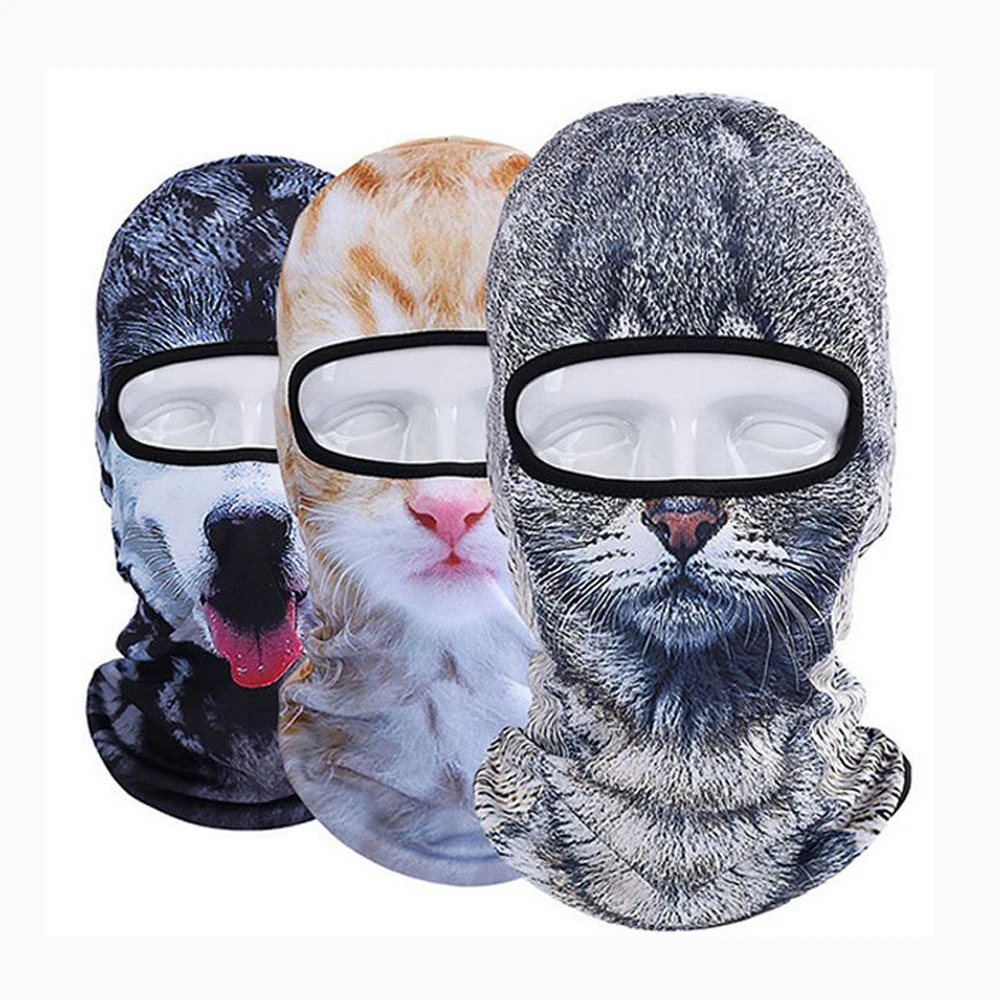 2019 Велосипед Сноуборд вечерние Skullies Beanie шлем 3D кошка собака животное Полный лица