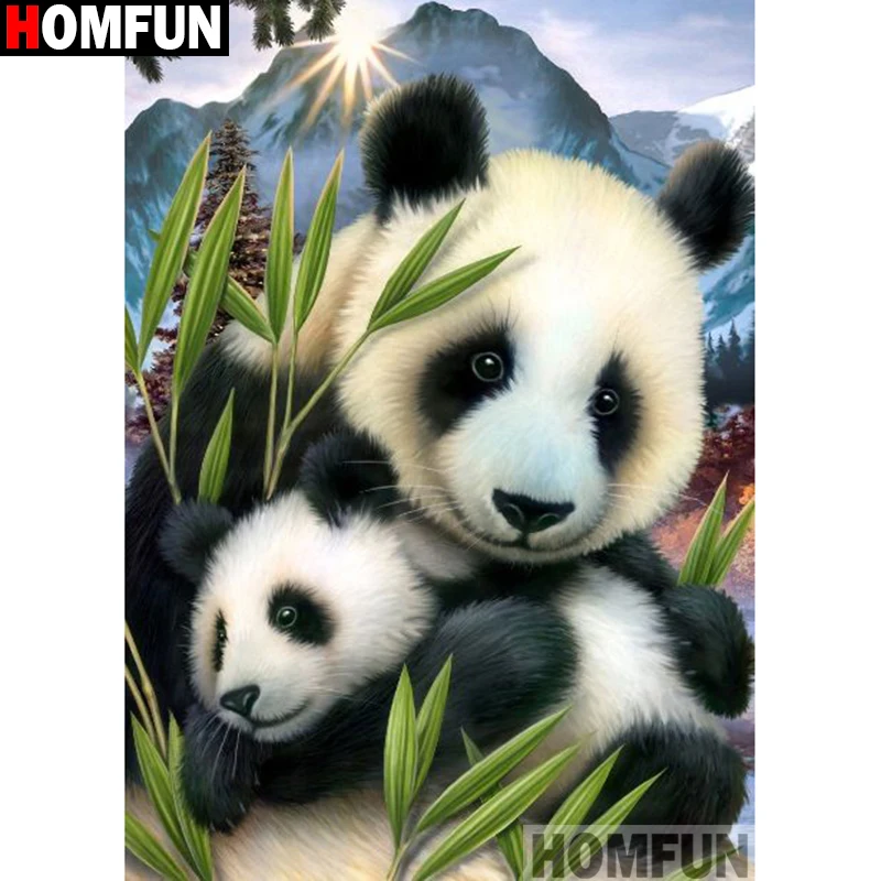 Алмазная живопись HOMFUN панда вышивка крестиком из квадратных/круглых страз 5D