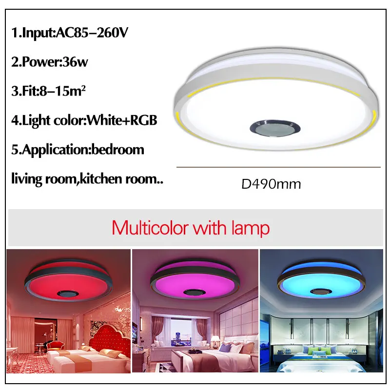 Светильник с Bluetooth современная светодиодная люстра 110 В 220 потолочный светильник