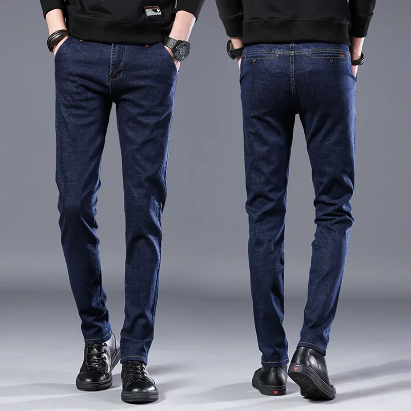 New Korean Style Men Jeans Slim Skinny Man Biker with Zippers Designer Stretch Fashion Casual Pants Pencils Trousers | Мужская одежда