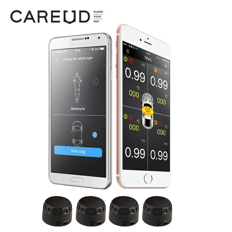 CAREUD Универсальный Tpms автомобильный монитор давления в шинах Bluetooth система