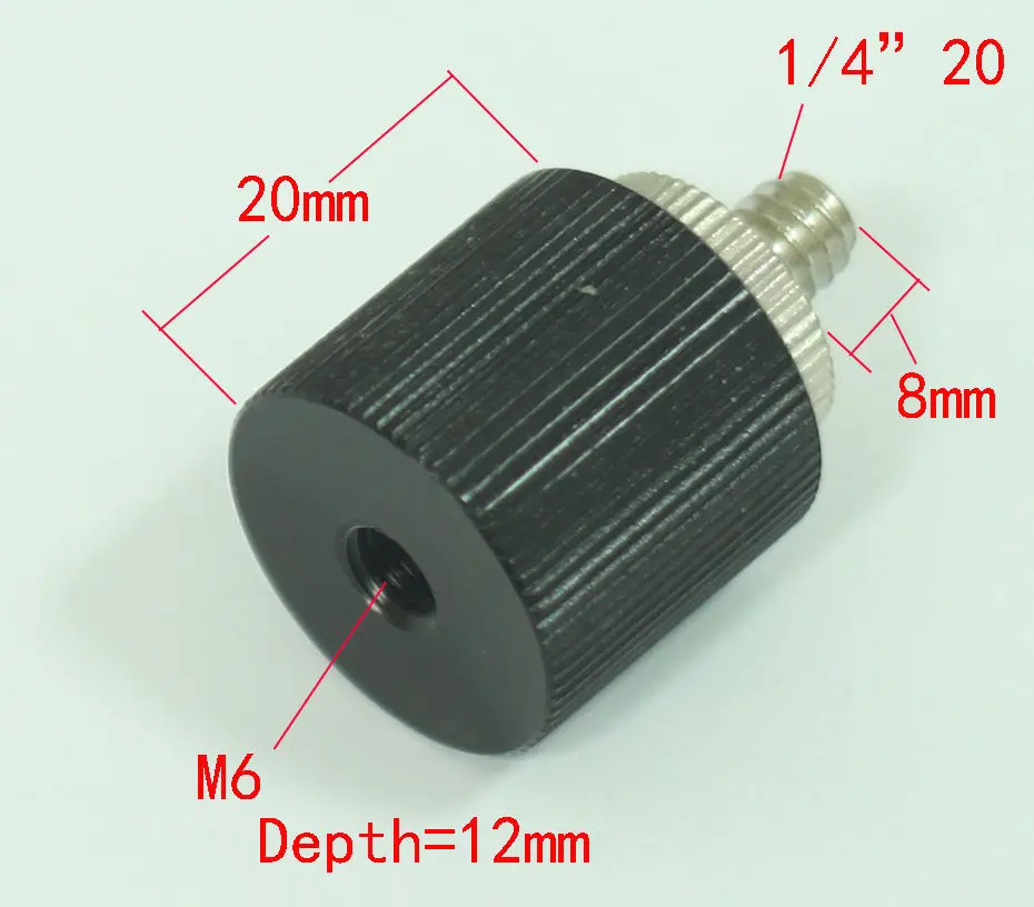 

Full Metal 3 in one unit M6 female to 1/4"-20 male adaptor kit for camera tripod