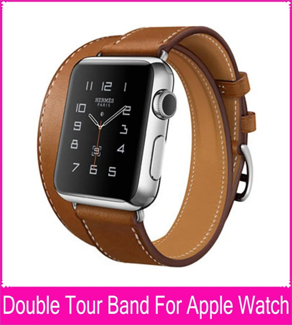 Ремешок из натуральной кожи для Apple Watch Series 4 3 2 с оригинальными адаптерами