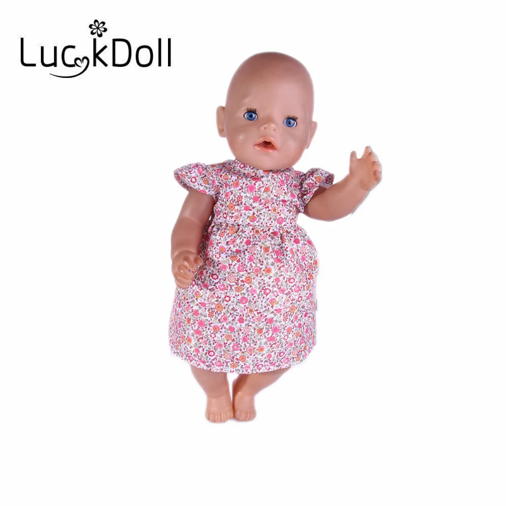 LUCKDOLL Цветочное платье размер 18 дюймов американский 43 см Детская кукла одежда