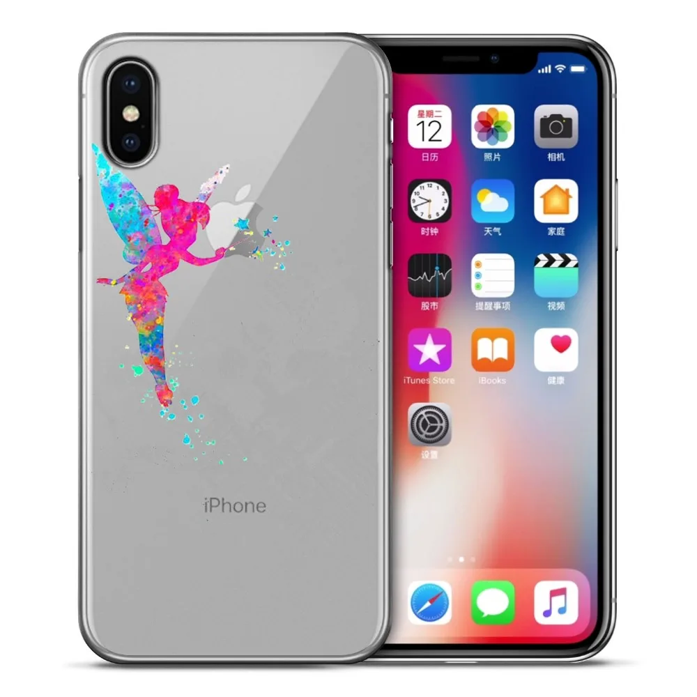 Акварельный Tinkerbell Русалка олень принцесса Мягкий ТПУ силиконовый чехол для iPhone X