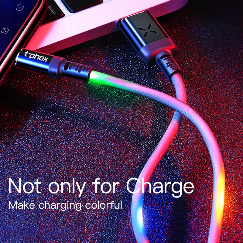 T-phox кабель USB для акустического управления быстрой зарядки танцевальный