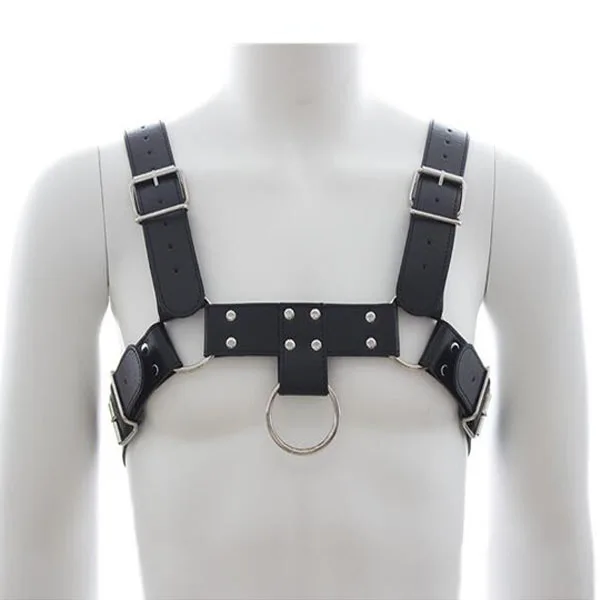 Мужские сексуальные кожаные ремни в стиле панк Наплечные скульптурные для груди
