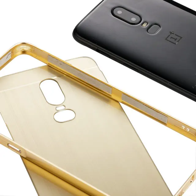 6,28 ''Oneplus6 алюминиевый бампер чехол Funda Oneplus 6 Чехол под шлифованный Металл PC задняя крышка для Coque One Plus 6 чехол для смартфона Броня