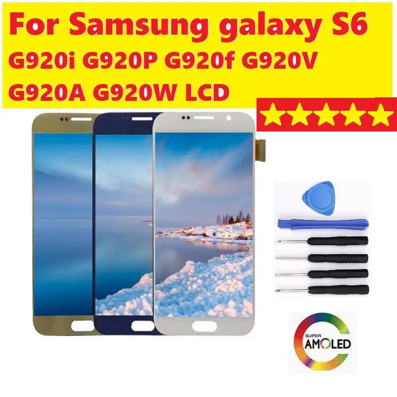 Super AMOLED ЖК дисплей S для Samsung Galaxy S6 G920 G920F G920P G920i G920A G920W с сенсорным экраном