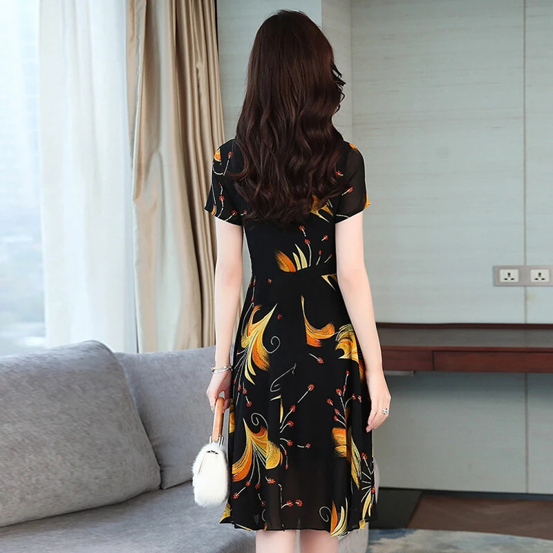 Женское летнее платье с цветочным принтом повседневное элегантное короткими