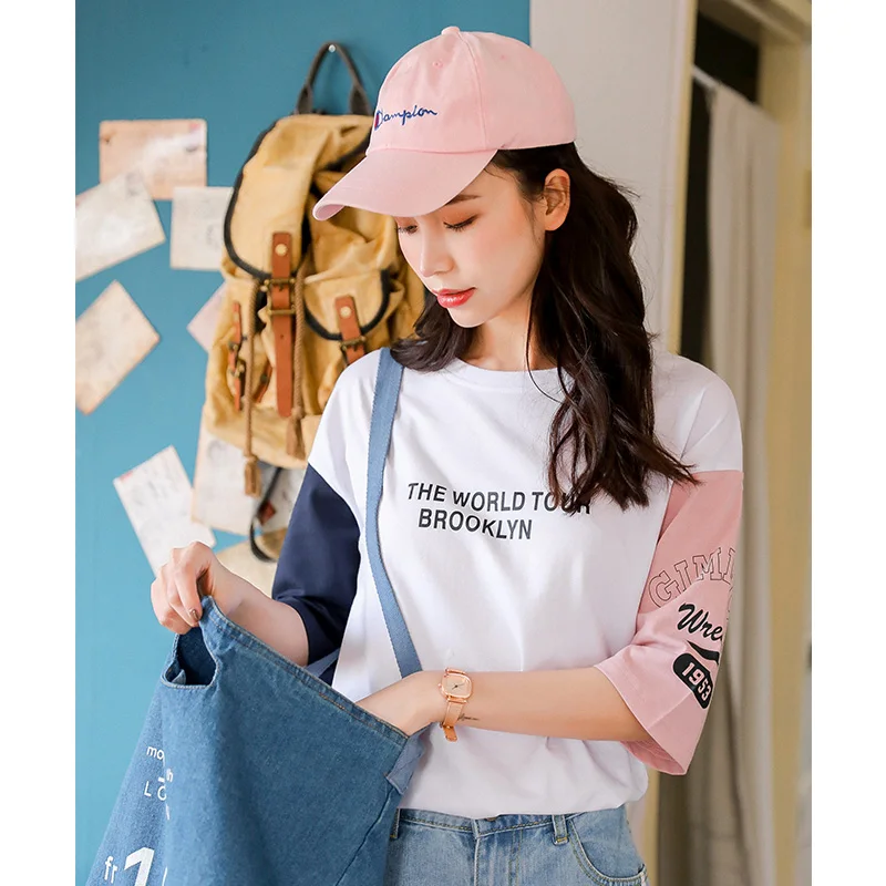 Корейский Ulzzang Топы Футболка для женщин Лето 2018 Harajuku Kawaii короткий рукав Топ