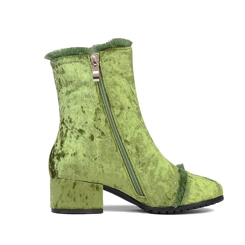 Женские ботинки с кисточками Phoentin зимние на молнии фиолетового цвета большие