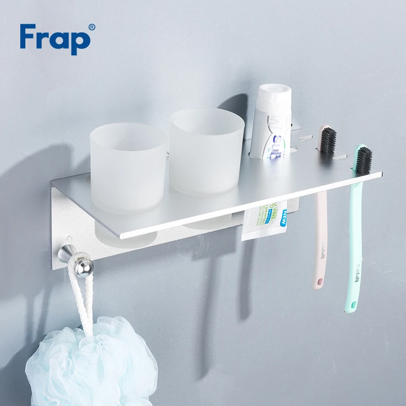

Многофункциональная полка Frap Y18078 для ванной комнаты, стеллаж для хранения зубных щеток, двойная полка, бытовой аксессуар