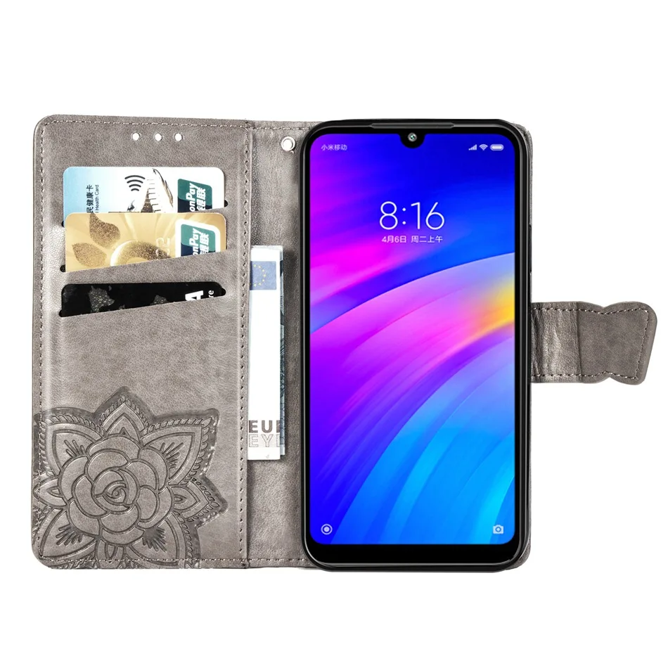 Чехол-книжка для Xiaomi Redmi 7, бумажник из искусственной кожи чехол для Xiaomi Redmi 7, чехол с бабочкой, чехол для телефона s, чехол для Redmi 7