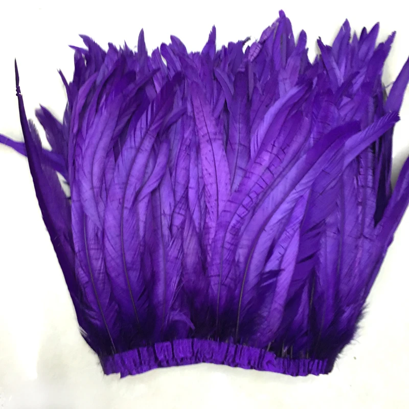 

Free shipping Natural feather ribbon 14-16inch 10meters/lot Dyed Rooster Feathers Fringe Trim Costume decoration