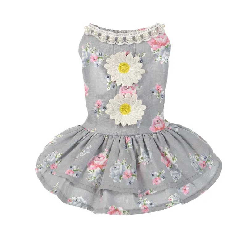 Новинка летнее платье для собак кружевные платья с двумя подсолнухами принцессы