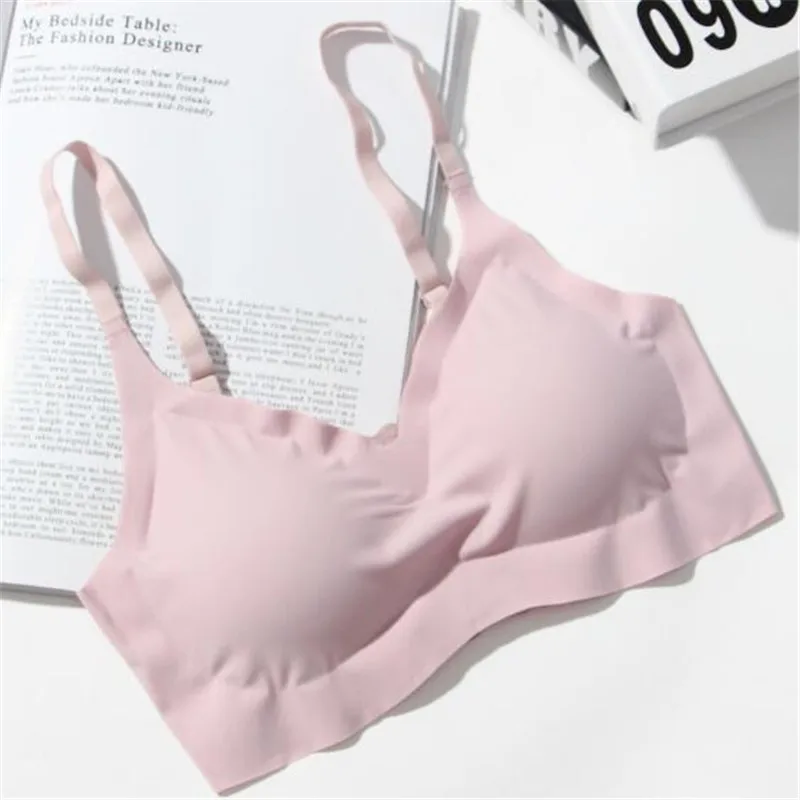 100pcs/ New Fashion Beauty Lace Back Bra Japanese Ice Silk Seamless sleeping Bra