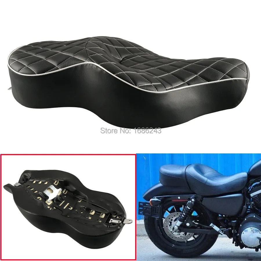 Мягкое сиденье с алмазной прошивкой и двумя подставками для 04 16 Harley Davidson Sportster XL 883