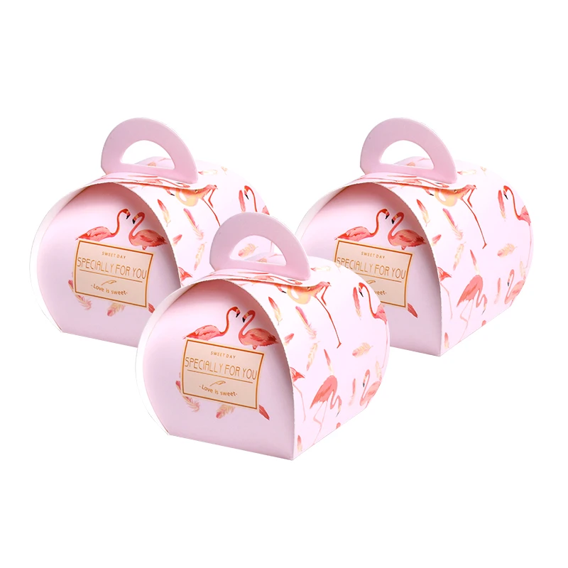 

Creative Painted flamingo candy box Pink portable gift box Flamingo-themed party decorations wedding return a salute candy box