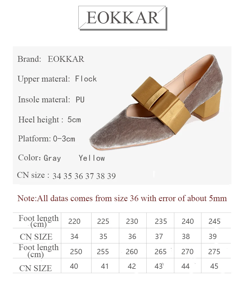 

Eokkar 2019 Women Gold Velvet Med Heel Pumps Square Toe Gold Dress Shoes Classic Bow Tie Slop On Party Wear Shoes Size 34-39