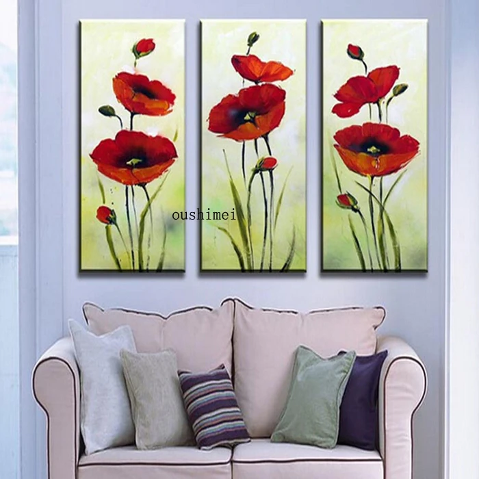 Ручная роспись маслом красный цветок абстрактная ручная работа гостиная