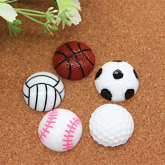 

10pcs 24mm Mix Designs Cute Resin Sports Ball Flatback Cabochon Embellishment Accessories DIY Scrapbooking Craft Making