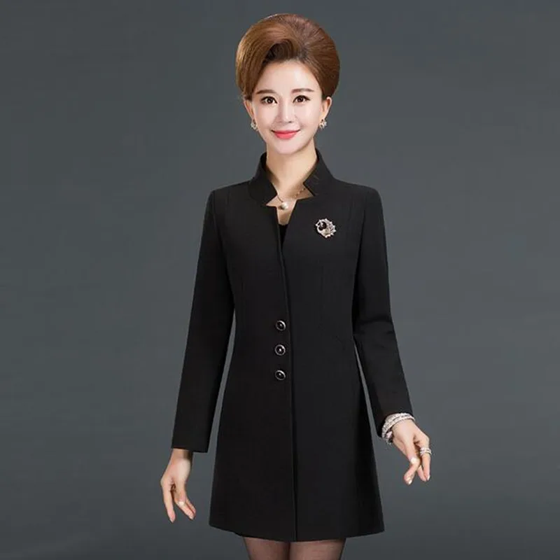 Размера плюс L 5XL моды для мужчин и женщин среднего возраста Женские Тренч узкое