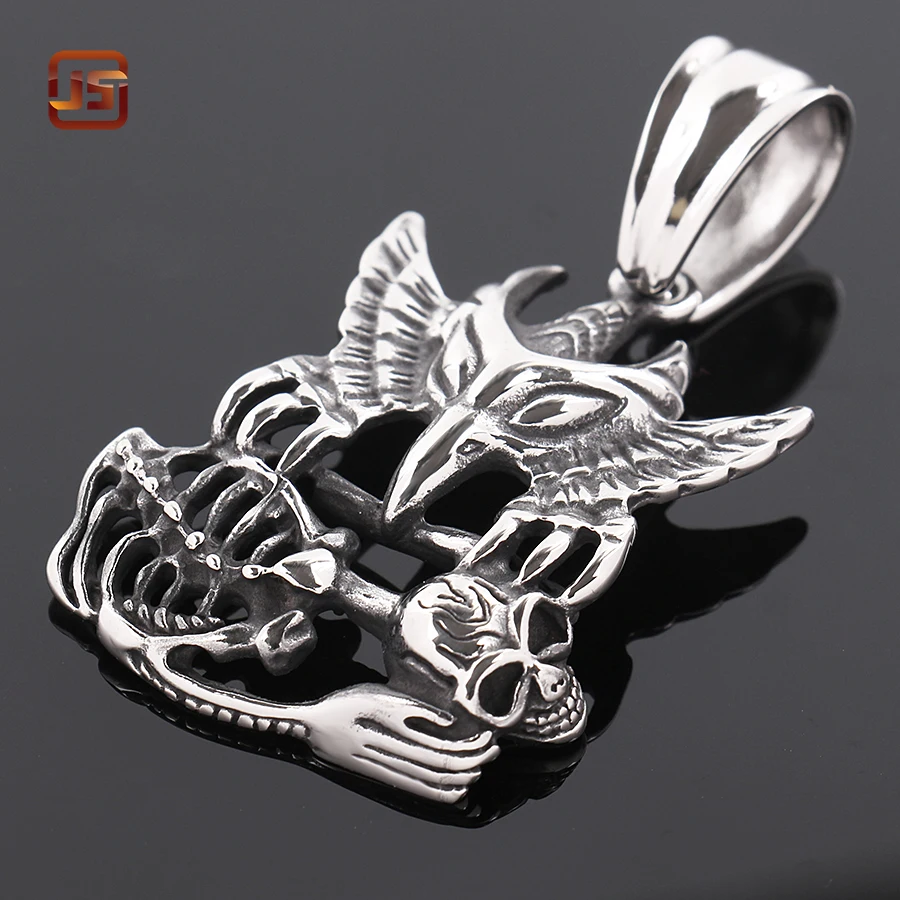 2017 Новый Нержавеющая сталь Готический скелет череп животных Орел Подвески