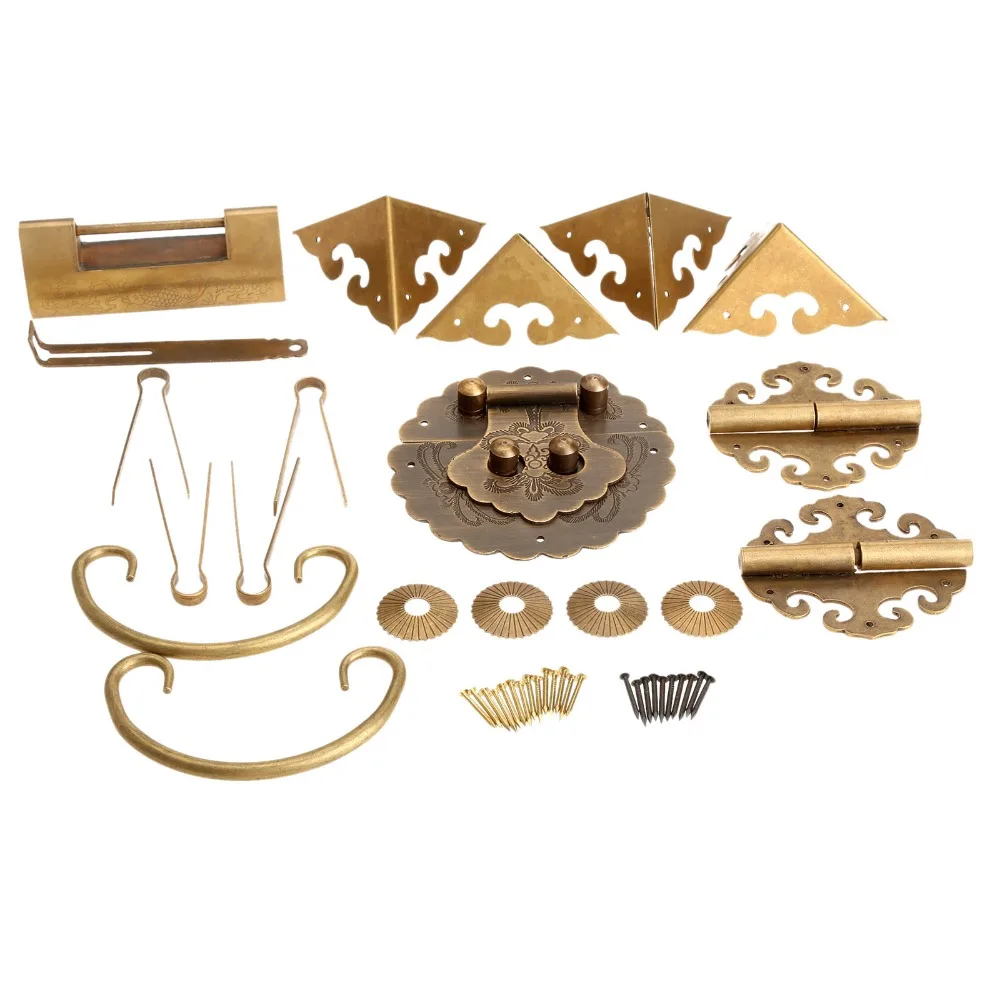 Набор китайской мебели из латуни античные деревянные ручки и ящика + петли