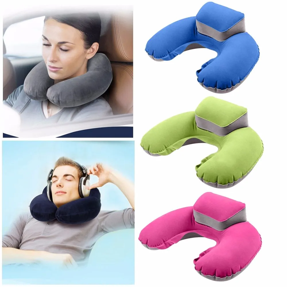 

PVC Air Inflatable Travel Pillow Neck Head Support U Shape Neck Pillow Cushion Airplane Office Car Portable Travel Sleep Pillow
