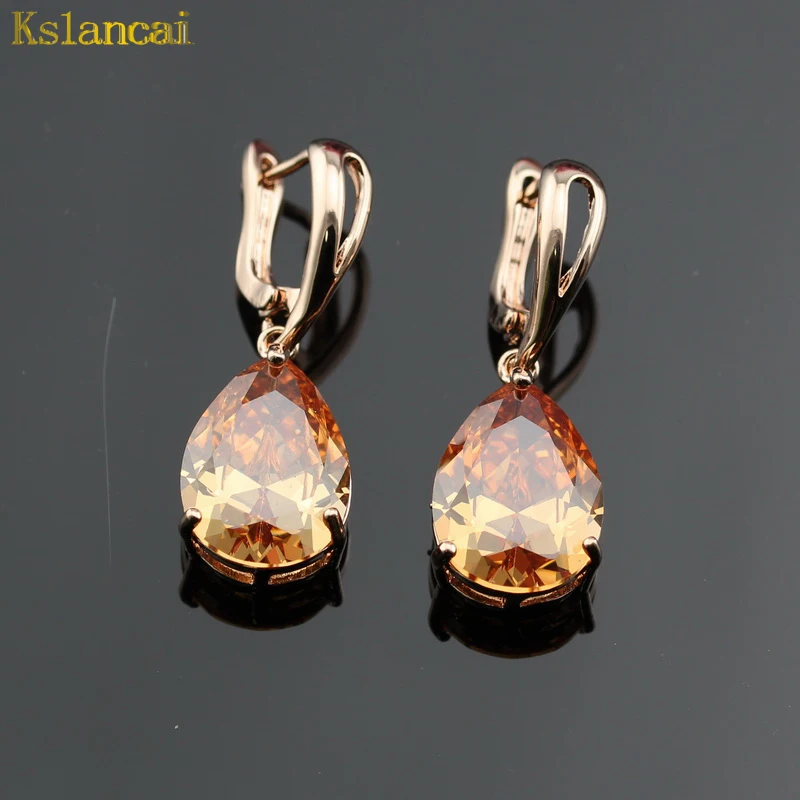 Lan Мода Высокое качество золото Jewelrys Бесплатная доставка зеленый Капля воды розы