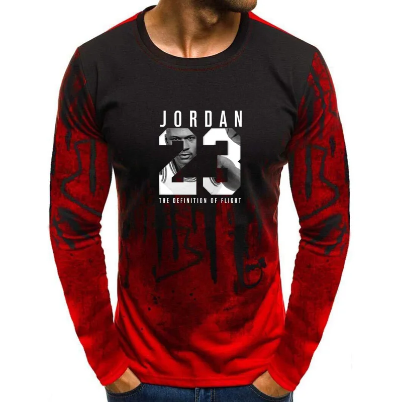 Горячая Распродажа Новая футболка Jordan 23 принт Мужская Swag футболка наивысшего качества камуфляж Jordan 23 хип хоп с длинным рукавом Мужская t - Цвет: Красный