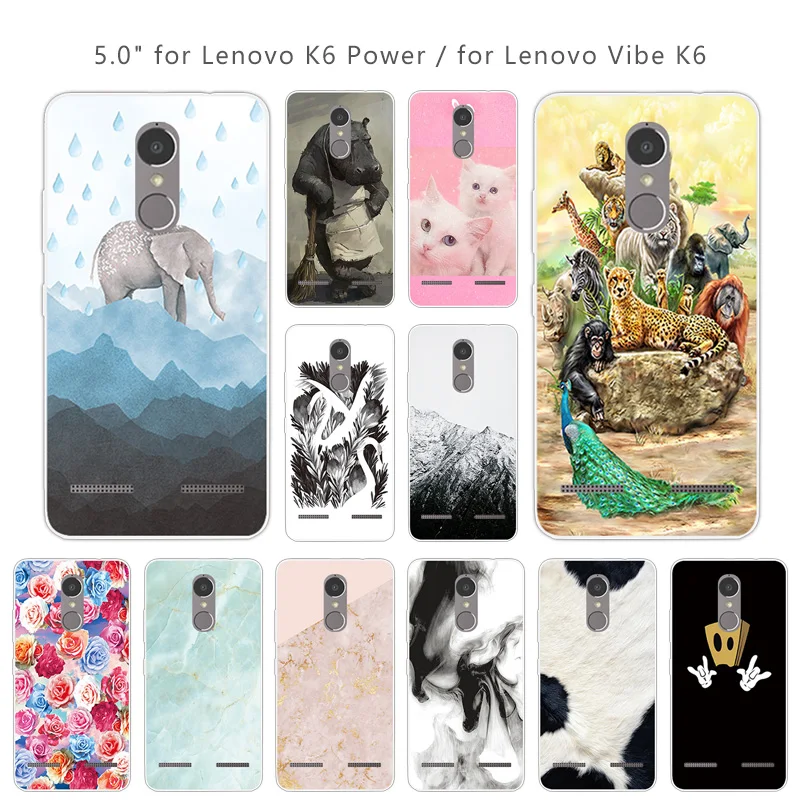 Case For Lenovo K6 Vibe Cover Soft TPU Silicone Fundas Animal Coque Ultra Thin Transparent Power Phone |