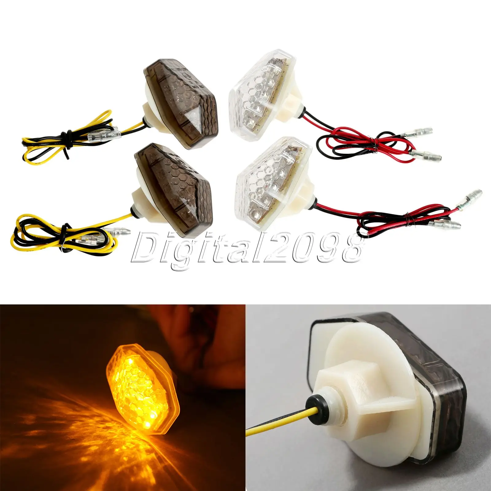 Yetaha 2x Motorcycle LED Turn Signal Indicators Light Lamp Universal Motorbike Bulb For Suzuki GSXR 600 1000 Moto Accessories |