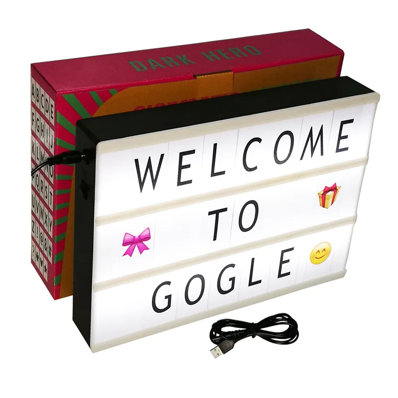 RGB A4 A5 Размер светодиодный светильник для кинотеатра tic Box с DIY 90 шт. буквенные карты AAA питание от батареи/USB светильник для кинотеатра светодиодный ночной Светильник - Испускаемый цвет: RGB A4 Lightbox