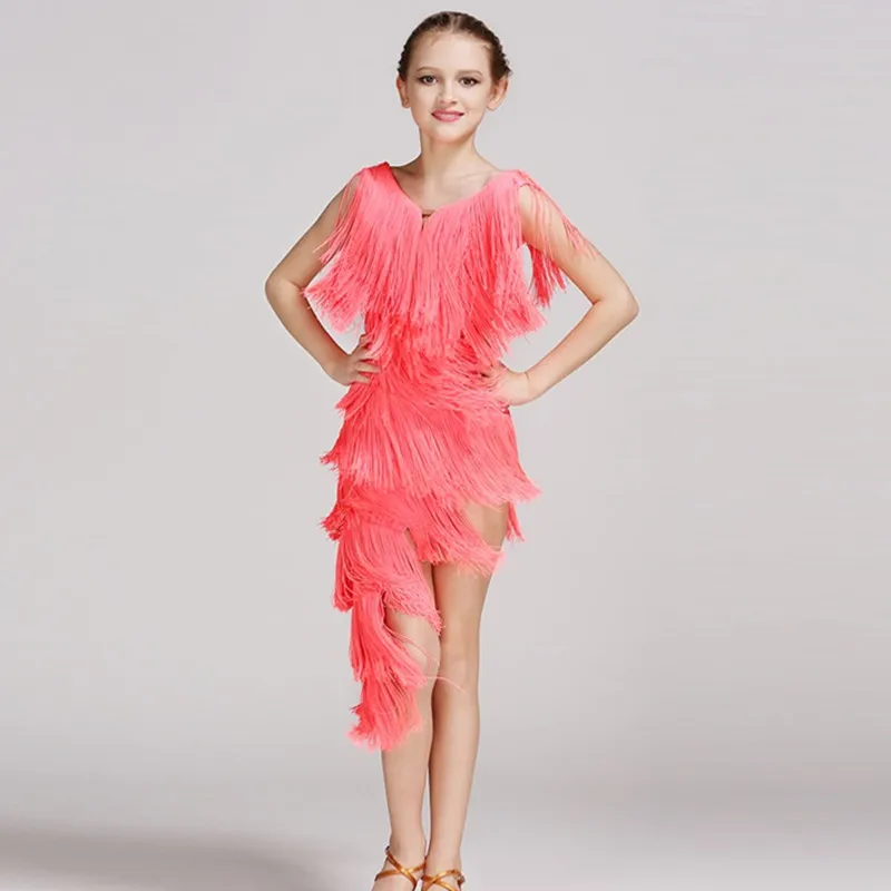 Детское платье для латиноамериканских танцев красное девочек танцевальные
