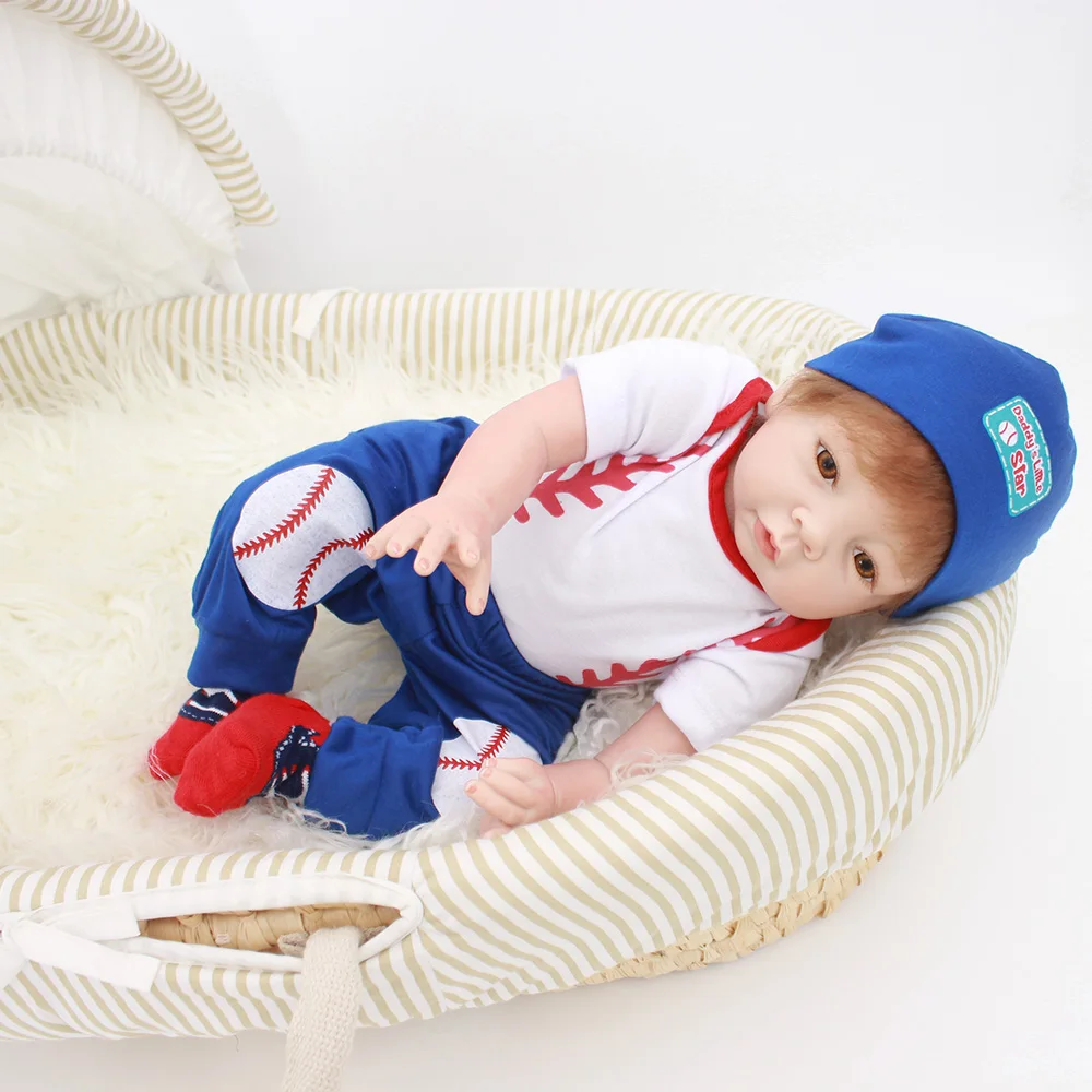Realistic Bebes reborn 22&quot 55cm Handmade Lifelike fake Baby boy Doll Reborn Soft Silicone Vinyl Hair Rooted Gift for Girl boneca | Игрушки
