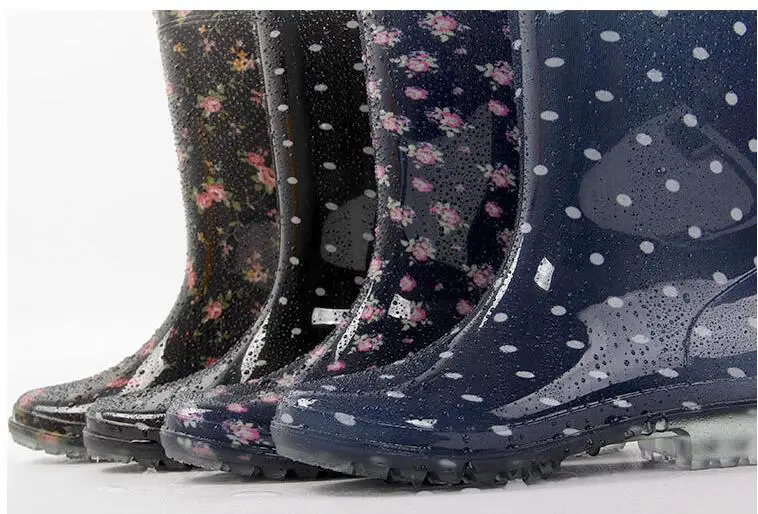 Сапоги Aleafalling женские из ПВХ водонепроницаемые сапоги с цветами Уличная обувь