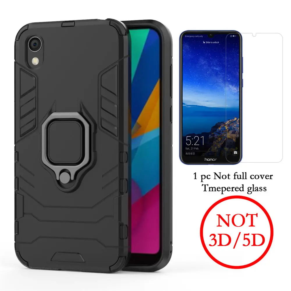 Black and Glass Чехол для huawei Honor 8X, чехол для Honor 8A, чехол для huawei Honor X8, магнитный автомобильный держатель-кольцо для Hono 8S 8A Pro, чехол Honor8X - Цвет: Black and Glass