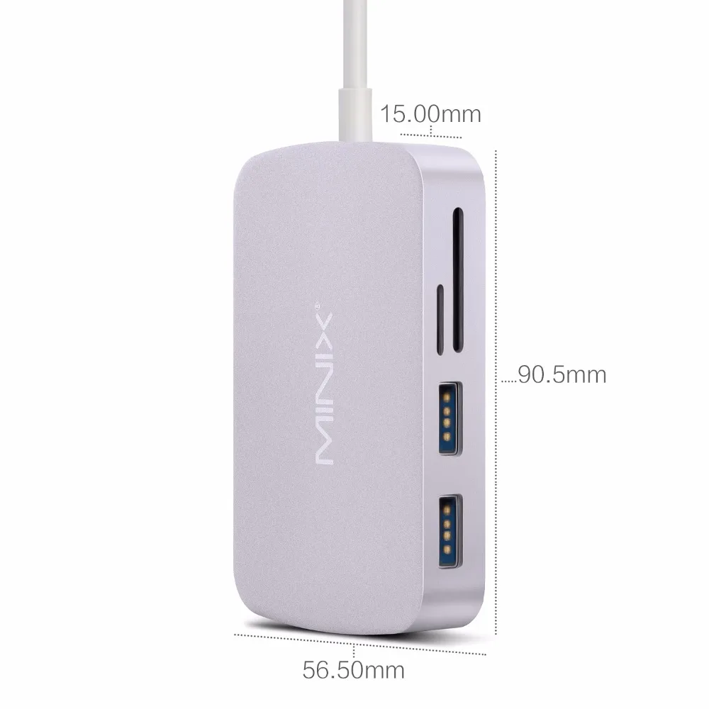 MINIX NEO C type-C многопортовый адаптер с выходом HDMI до 4K Gigabit Ethernet USB-C для зарядки, совместимый с Apple MacBook