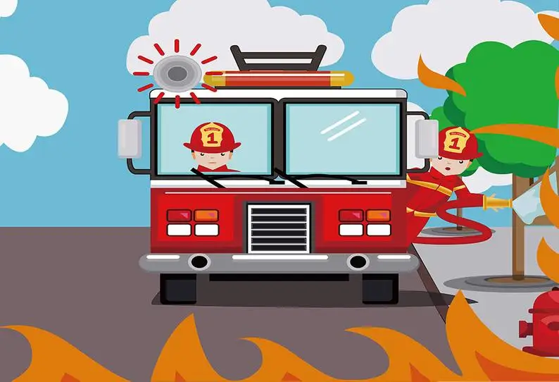 Пожарная машина тематическая вечеринка на день рождения фото фон пожарный Baby Shower